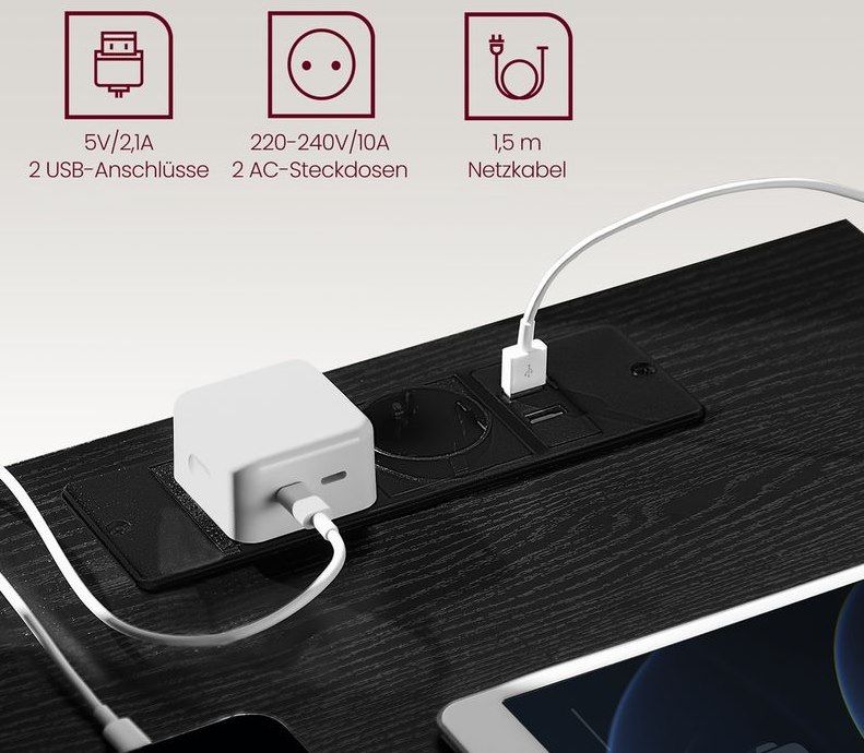 🛏️ VASAGLE Beistelltisch mit 3 Schubladen, 2 Steckdosen & USB Ports für 39,99€ (statt 54€)