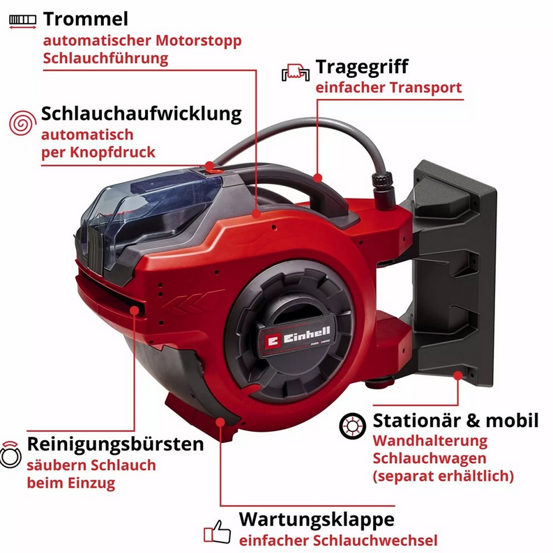 💦 Einhell GE HR 18/30 18V Akku Wand Schlauchbox SOLO + 20m Gardena Schlauch für 99€ (statt 140€)