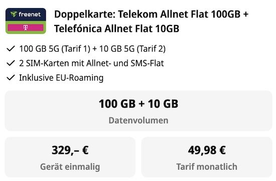 🔥 Apple iPhone 17 Pro für 329€ + Telekom Allnet 100GB & o2 Allnet 10GB für 49,98€ mtl. + 250€ Bonus