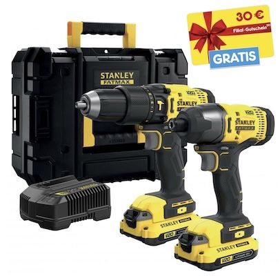 👷 Stanley SFMCK465D2T Bohr- und Schlagschrauberset für 116,95€ (statt 193€) + 30€ Filial-Gutschein