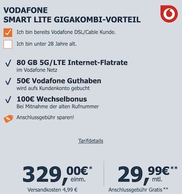 🔥 Mit GigaKombi 📱 Samsung Galaxy S26 Ultra 329€ + Vodafone 80GB Allnet 29,99€ mtl. + 150€ Bonus
