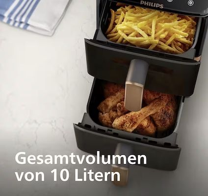 🍟 Philips NA462/70 Dual Stacked Airfryer mit 2x 5 L für 152€ (statt 174€)