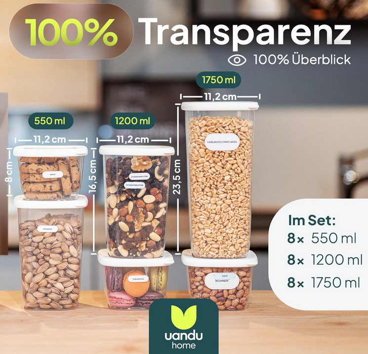 🥫🥫 uandu 24er Vorratsbehälter Set BPA frei für 29,74€ (statt 40€)