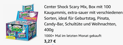 🍬 Center Shock Scary Mix - Box mit 100 Kaugummis ab 3,27€ 💥 (statt 7€) 🍬 Center Shock Scary Mix Box mit 100 Kaugummis ab 3,27€ 💥 (statt 7€)