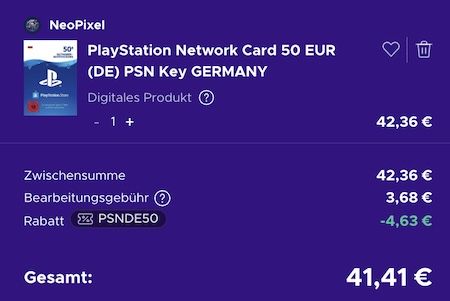 🎮 50€ Playstation Network (PSN) Guthaben für 41,41€ 🎮 50€ Playstation Network (PSN) Guthaben für 41,41€