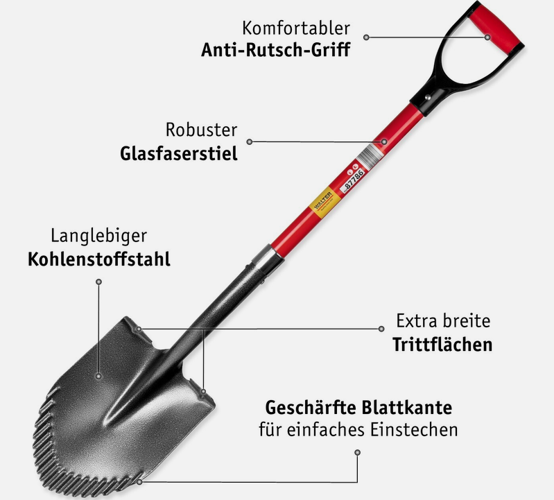 ⚒️ WALTER 3 Spezialspaten-Set: Gartenspaten, Drainagespaten und Wurzelspaten für 39,90€ (statt 60€) ⚒️ WALTER 3 Spezialspaten Set: Gartenspaten, Drainagespaten und Wurzelspaten für 39,90€ (statt 60€)