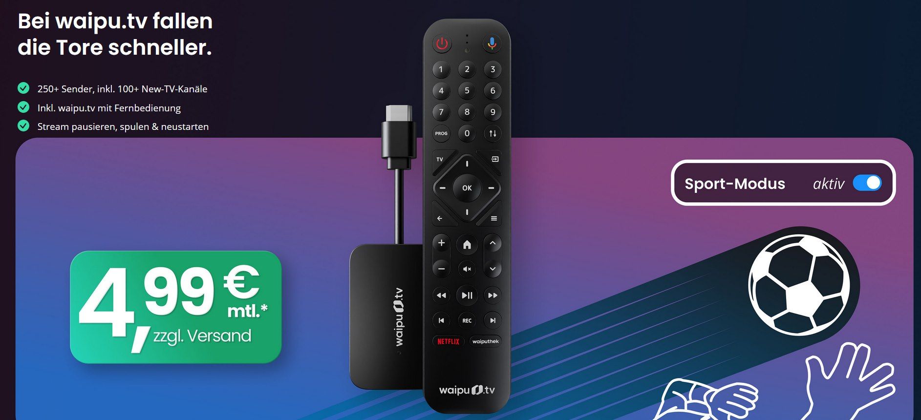 🇩🇪⚽️ WM Tore als Erster sehen: waipu.tv + neuem TV Stick nur 4,99€ mtl (statt 10€)