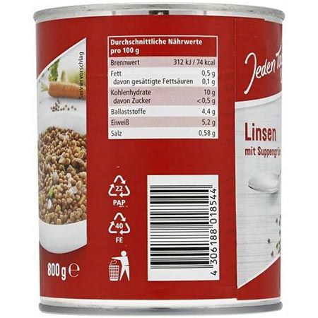 🍲 12x Jeden Tag Linsen mit Suppengrün, je 850ml ab 8,92€ (statt 14€)
