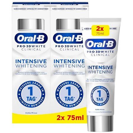 🪥 2er Oral-B Pro 3D White Clinical Intensive Whitening Zahnpasta ab 9,59€ (statt 14€)