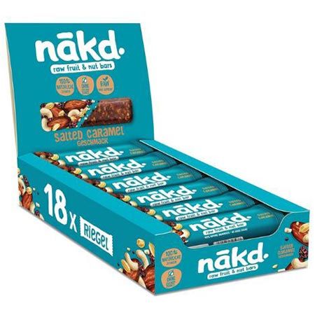 🥜 18er Pack Nakd. Salted Caramel Riegel aus Früchten & Nüssen ab 13,61€ (statt 22€)