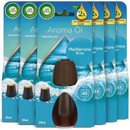 👃🏻 6er Pack Air Wick Aroma-Öl Flakon Mediterrane Brise ab 21,59€ (statt 30€)