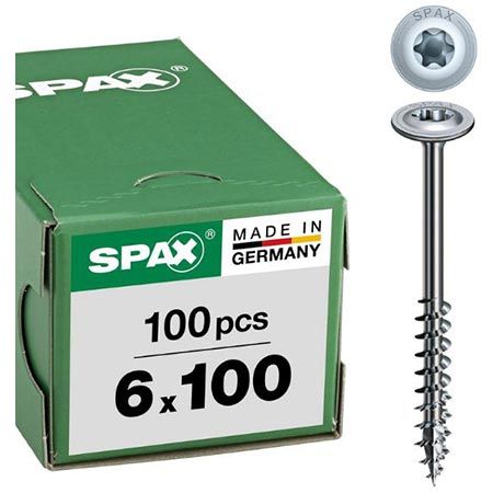 🔩 100er Pack SPAX Holzbauschraube, 6 x 100mm für 14,99€ (statt 20€)