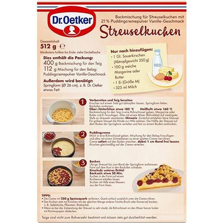 🍒 Dr. Oetker Streusel Kuchen Mischung mit Kirschen & Puddingcreme für 2,69€ (statt 4€)