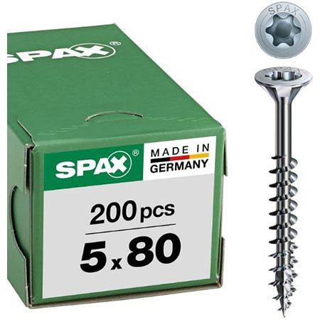 🪛 200er Pack SPAX Universalschraube, 5 x 80 mm für 15,99€ (statt 22€)