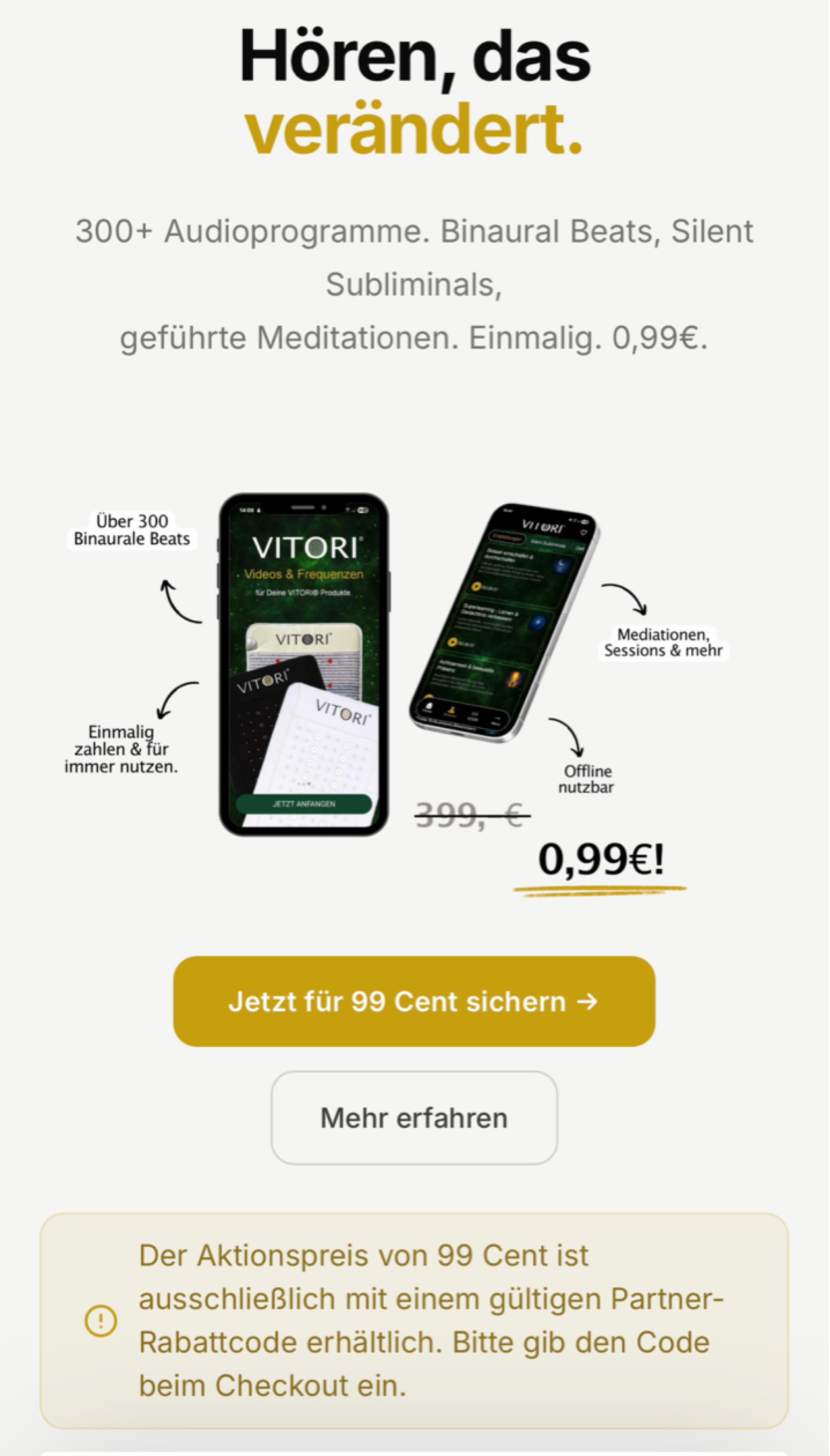 VITORI App   Audioprogramme, Meditationen usw. in einer App für 0,99 Euro einmalig