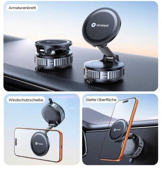🚗 VICSEED Magsafe Saugnapf Autohalterung (bis 36kg) für 14,98€ (statt 30€) 🚗 VICSEED Magsafe Saugnapf Autohalterung (bis 36kg) für 14,98€ (statt 30€)