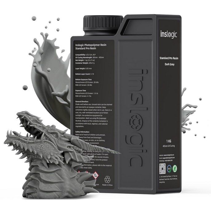 🖨️ 1kg Inslogic 3D Druckharz Standard Pro Resin 405 nm UV Dunkelgrau für 8,99€ (statt 18€)