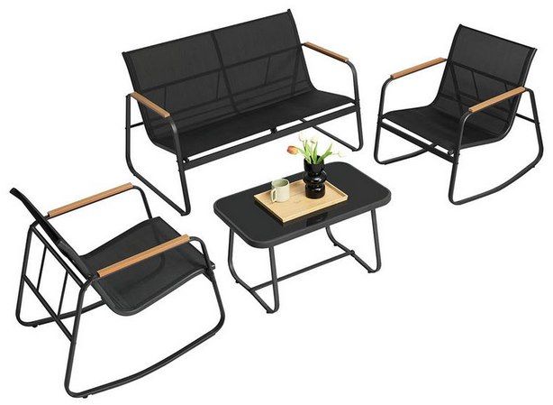 🏡 SONGMICS Gartenbank und 2 Schaukelstühle mit Glastisch für 83,99€ (statt 120€)