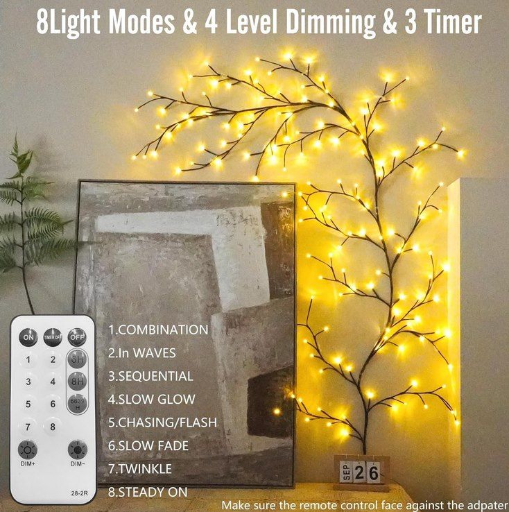 💡 Probapro Weidenrebe Lichterkette mit 144 LEDs mit Fernbedienung für 14,99€ (statt 20€)