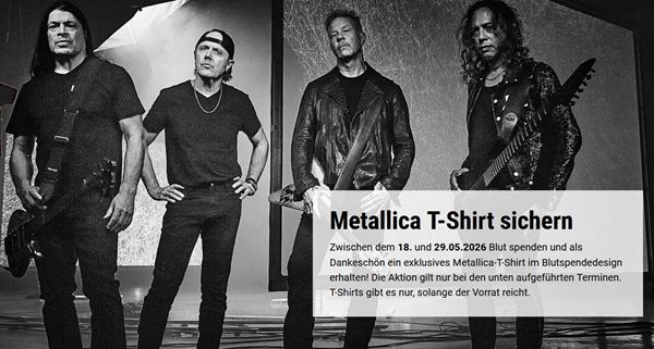 💉 DRK Nordost: GRATIS Metallica T-Shirt dank Blutspende 🩸 💉 DRK Nordost: GRATIS Metallica T Shirt dank Blutspende 🩸
