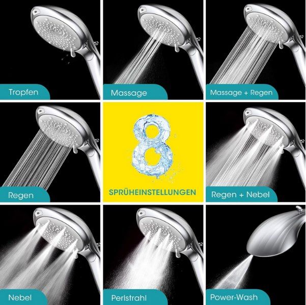 🚿 FASDUNT Duschkopf mit Filter, 8 Strahlarten & 2m Schlauch für 15,87€ (statt 20€) 🚿 FASDUNT Duschkopf mit Filter, 8 Strahlarten & 2m Schlauch für 15,87€ (statt 20€)