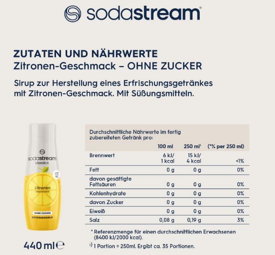 🍋 4x SodaStream Sirup Zitrone ohne Zucker ab 12,56€ (statt 20€)