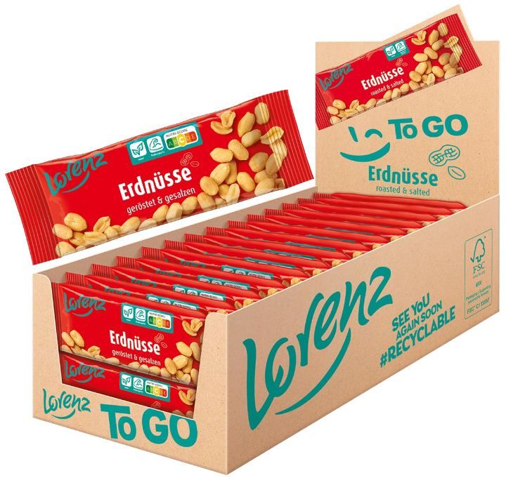 🥜 28er Pack Lorenz Erdnüsse To Go, geröstet & gesalzen, je 40g ab 18,84€ (statt 29€)
