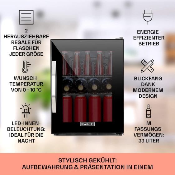 🍺 Klarstein Beersafe M Onyx Mini Kühlschrank für 175,94€ (statt 207€)