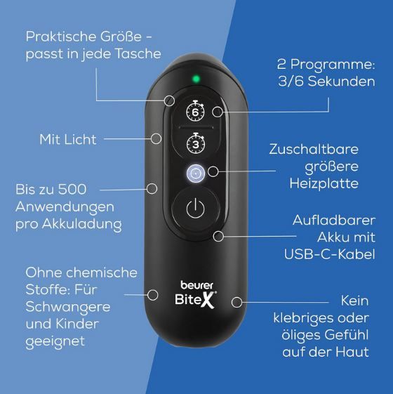 🦟 Beurer BiteX Max Deep Black Insektenstichheiler für 24,99€ (statt 30€)