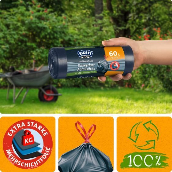 🗑️ 3er Pack Swirl Schwerlast-Müllsäcke mit Zugband, 60 Liter für 9,95€ (statt 14€) 🗑️ 3er Pack Swirl Schwerlast Müllsäcke mit Zugband, 60 Liter für 9,95€ (statt 14€)
