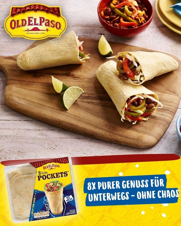 🌯 4er Pack Old El Paso Weizen Tortilla Pockets ab 12€ (statt 16€)