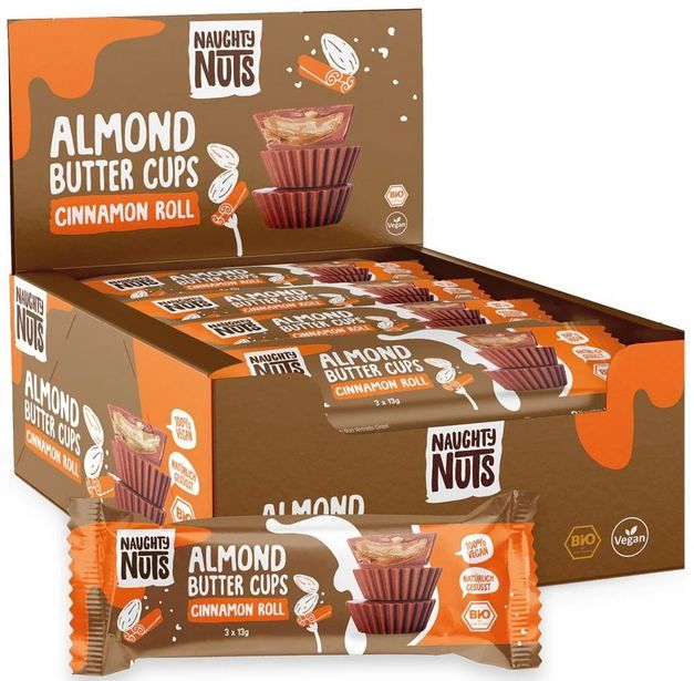 🍫 12er Pack Naughty Nuts Bio Almond Butter Cups Cinnamon Roll ab 22,46€ (statt 28€)