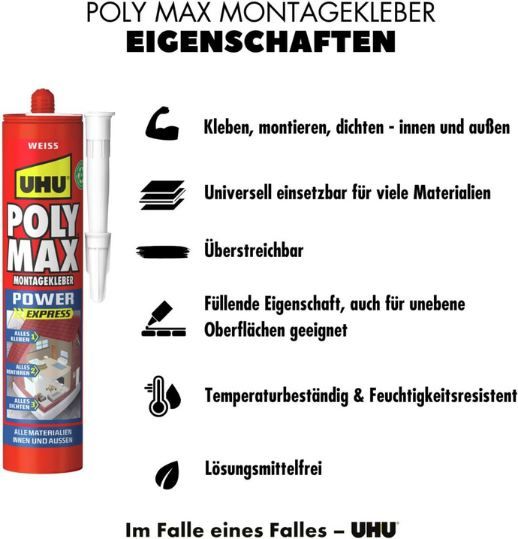 🏚️ UHU Poly Max Power Montagekleber weiß, 425g für 8,93€ (statt 13€) 🏚️ UHU Poly Max Power Montagekleber weiß, 425g für 8,93€ (statt 13€)