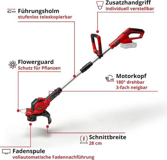 🏡 Einhell GE CT 18/28 Akku Rasentrimmer, 28cm für 58,99€ (statt 69€)
