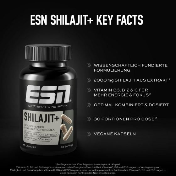 💊 60er Pack ESN Shilajit+ Kapseln, hochdosiert ab 15,59€ (statt 22€)