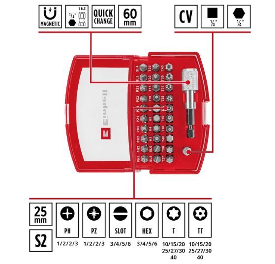 🪛 Original Einhell Bit Box mit Bithalter, 32 tlg. für 8,49€ (statt 14€)