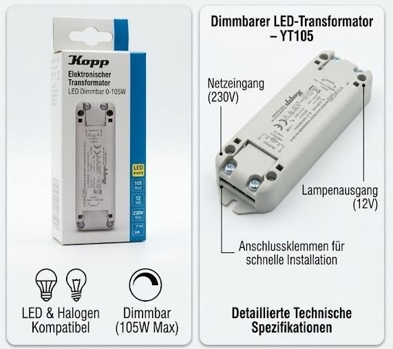 đĄ Kopp YT105 Elektronischer Transformator, 0-105W, Dimmbar fĂŒr 9,99⏠(statt 31âŹ) đĄ Kopp YT105 Elektronischer Transformator, 0 105W, Dimmbar fĂŒr 9,99⏠(statt 31âŹ)