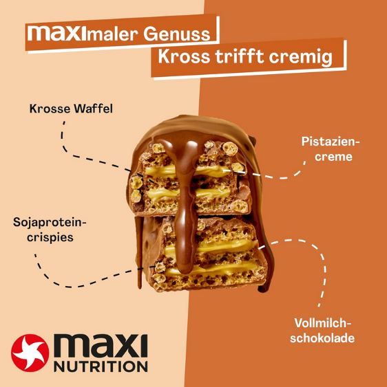 🍫 12er Pack MaxiNutrition Pistachio Spread Protein Waffle Bar ab 18€ (statt 22€)
