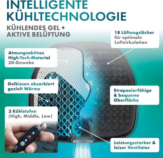 💨 Walser Auto Sitzkissen mit Kühlung inkl. Fernbedienung für 24,99€ (statt 50€)
