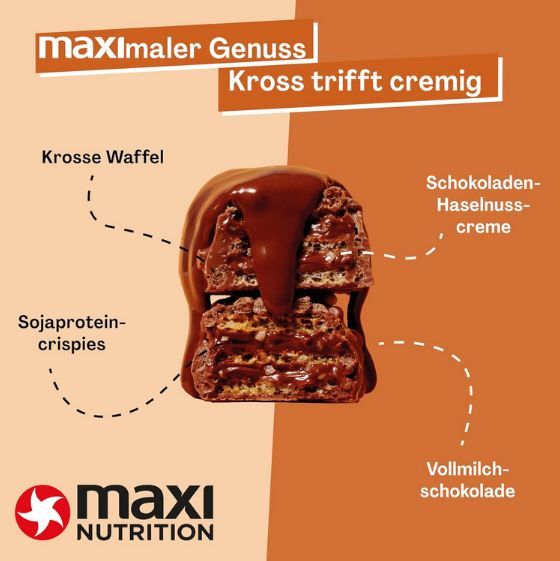 🍫 12er Pack MaxiNutrition Hazelnut Spread Protein Waffle Bar ab 18€ (statt 22€)
