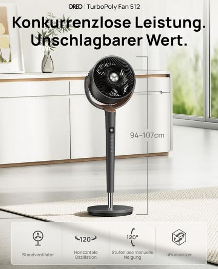 🥵 DREO TurboPoly Fan 512 Standventilator mit Fernbedienung für 99,97€ (statt 120€) 🥵 DREO TurboPoly Fan 512 Standventilator mit Fernbedienung für 99,97€ (statt 120€)