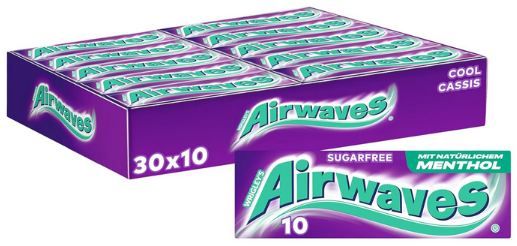🫐 30 x 10er Pack Airwaves Cool Cassis Kaugummi, Zuckerfrei ab 14,24€ (statt 20€)