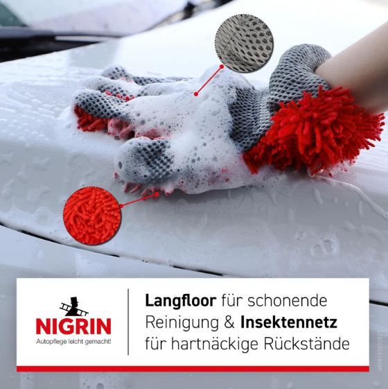 🧽 Nigrin 20282 Autowaschhandschuh mit Insektennetz für 6,89€ (statt 14€)