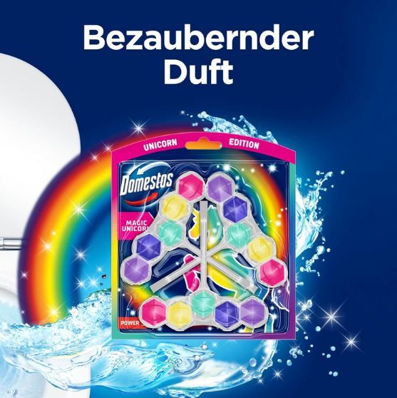 🚽 4 x 3er Pack Domestos Power 5 Magic Unicorn WC Stein ab 11,98€ (statt 18€)
