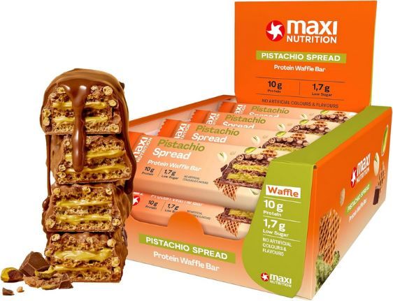 🍫 12er Pack MaxiNutrition Pistachio Spread Protein Waffle Bar ab 18€ (statt 22€)
