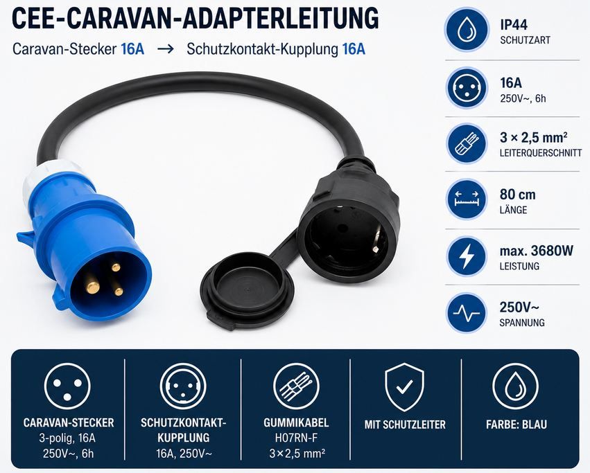 🔌 Kopp CEE-Adapterleitung mit Stecker, 80 cm für 9,99€ (statt 15€) 🔌 Kopp CEE Adapterleitung mit Stecker, 80 cm für 9,99€ (statt 15€)