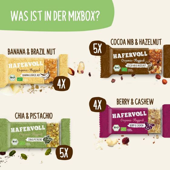 🥮 18er Pack Hafervoll Organic Flapjack Mixbox mit 4 Sorten ab 27,45€ (statt 34€)
