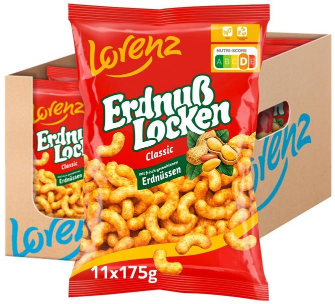 1,9kg! 🥜 11er Pack Lorenz ErdnußLocken Classic, 175g ab 15,74€ (statt 25€)