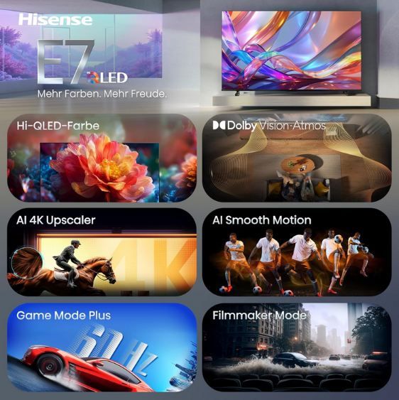📺 Hisense 50E7DS 50 📺 Hisense 50E7DS 50 4K UHD QLED Smart TV für 327€ (statt 529€)