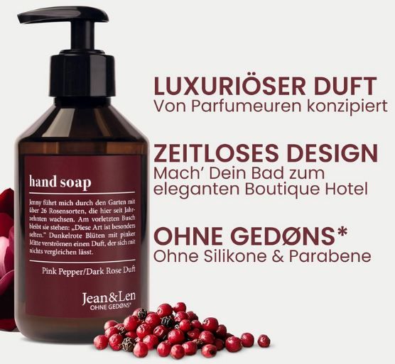 🧴 4x Jean & Len Handseife Pink Pepper & Dark Rose ab 10,75€ (statt 16€) 🧴 4x Jean & Len Handseife Pink Pepper & Dark Rose ab 10,75€ (statt 16€)